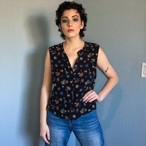 Vintage Anne Klein II Floral Sleeveless Blouse